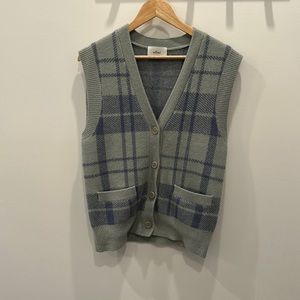 Wilfred Green and Blue Plaid Vest